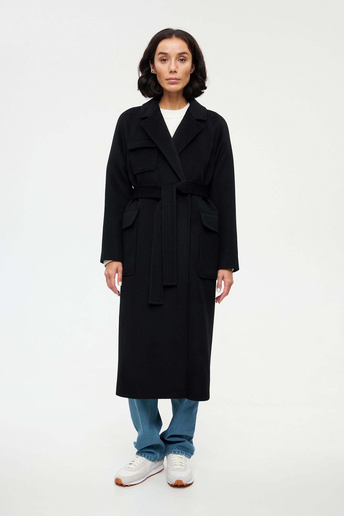 Пальто реглан с накладными карманами