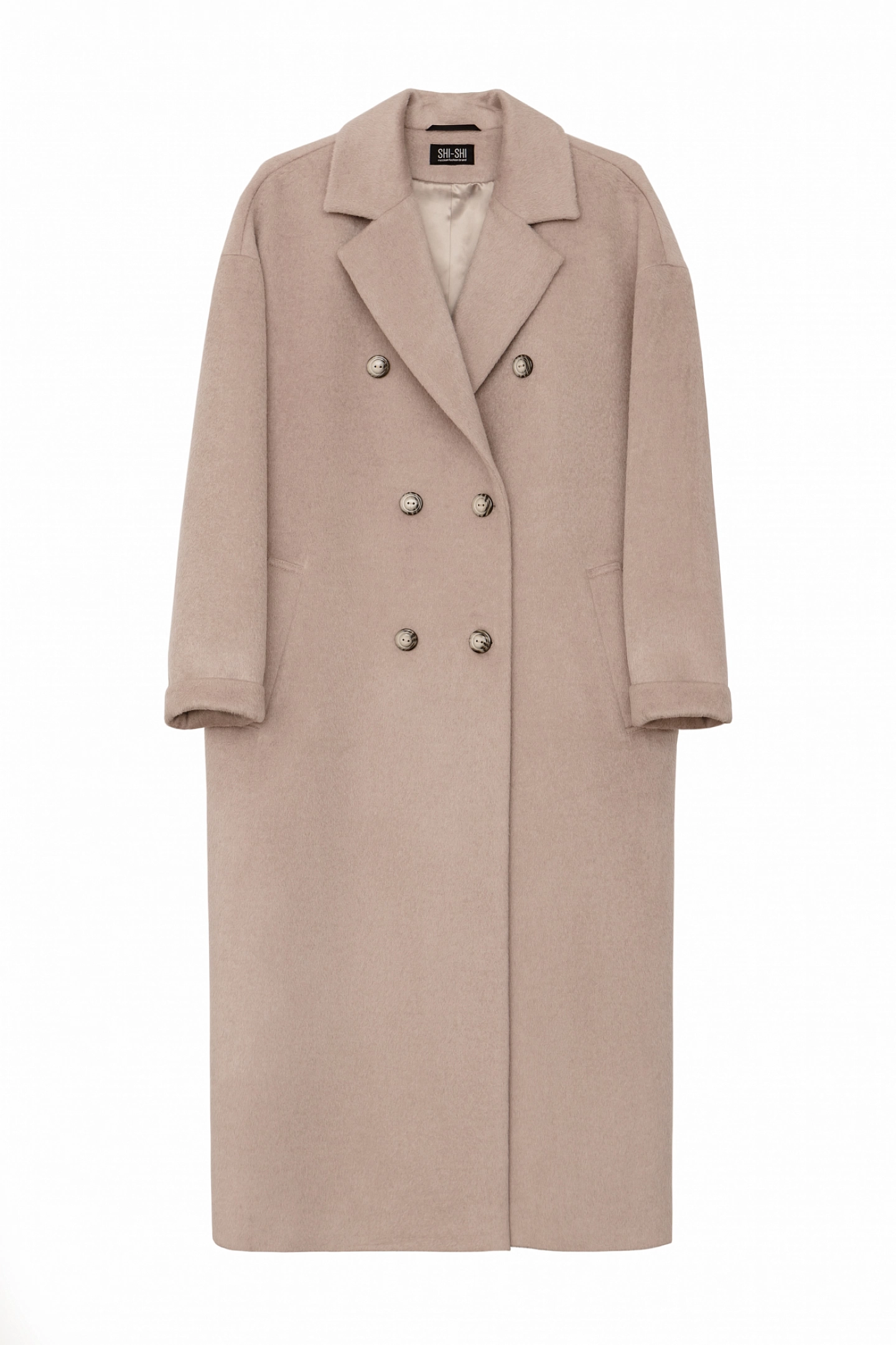 Пальто двубортное со спущенным плечом со съёмным утеплённым жилетом