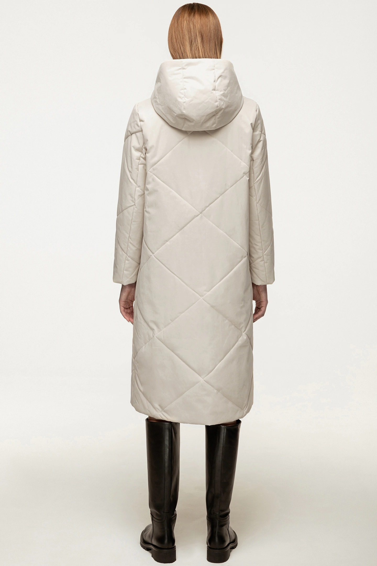 Пальто стёганное прямое с капюшоном