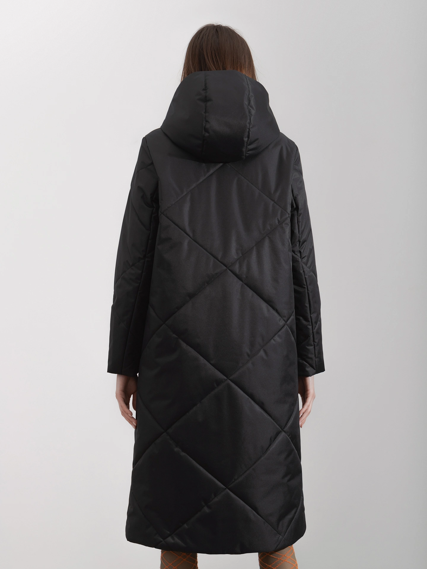 Пальто стёганное прямое с капюшоном