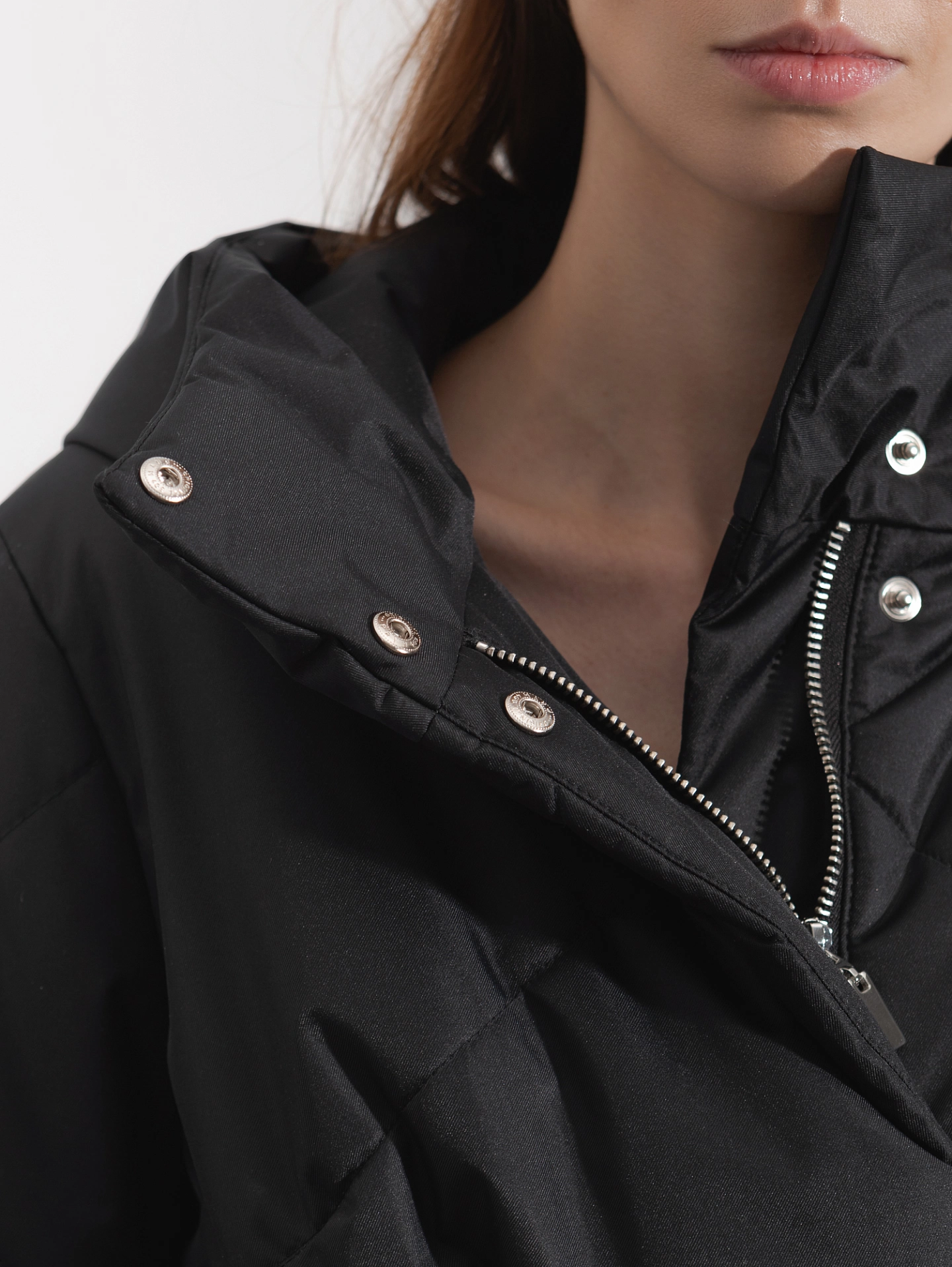 Пальто стёганное прямое с капюшоном