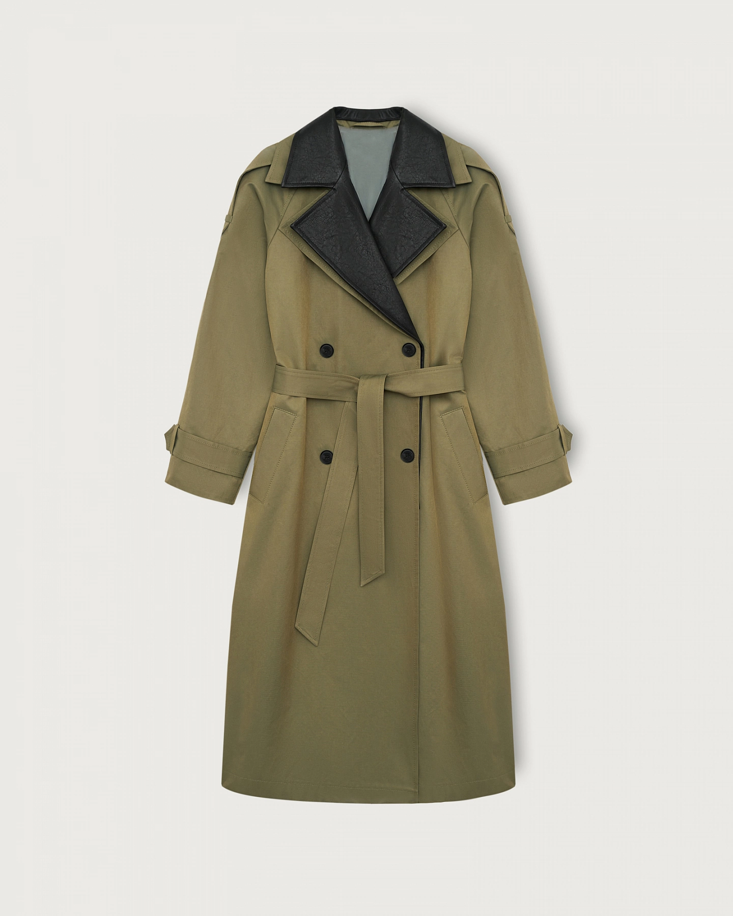 Oversized trench coat with removable trim