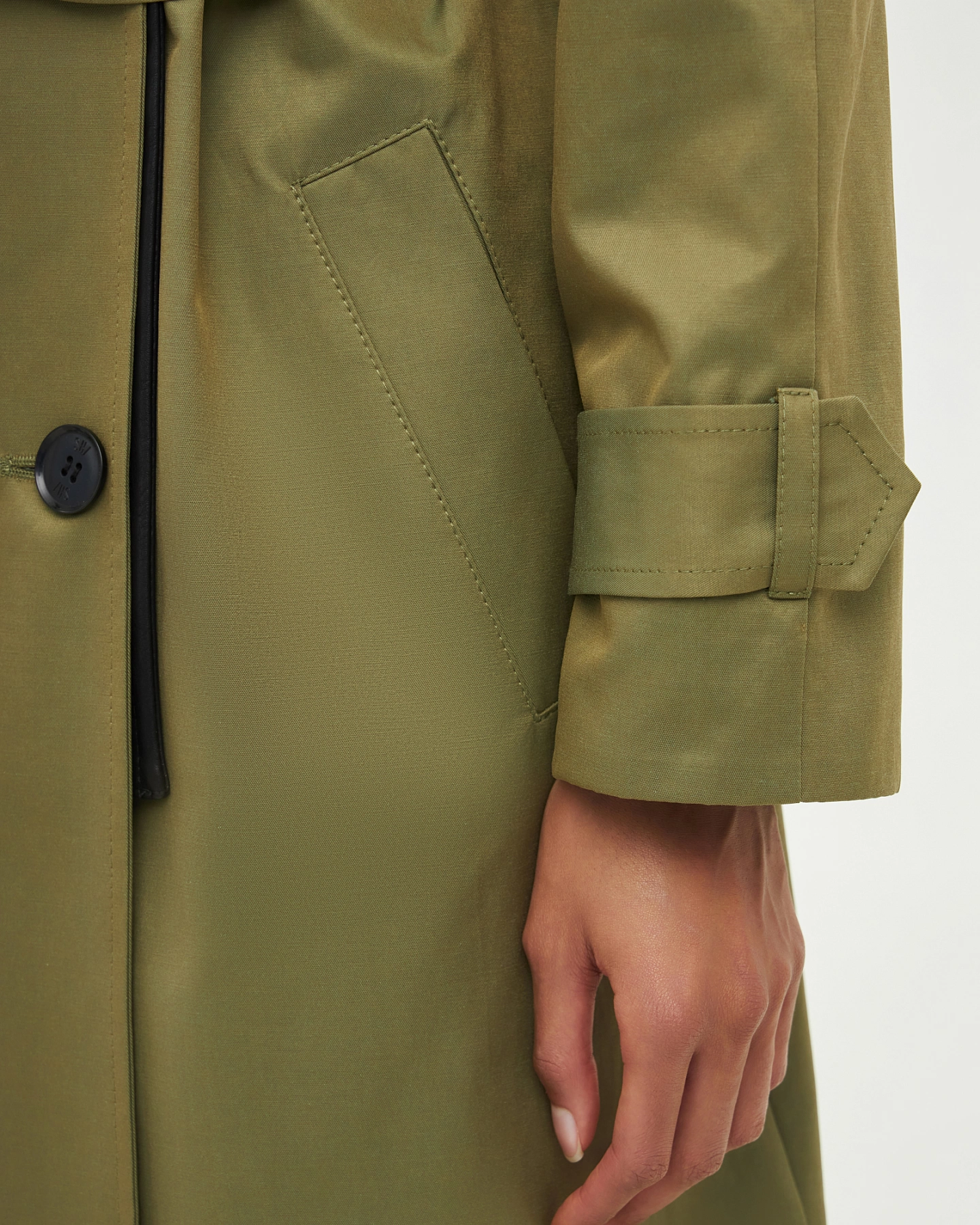 Oversized trench coat with removable trim