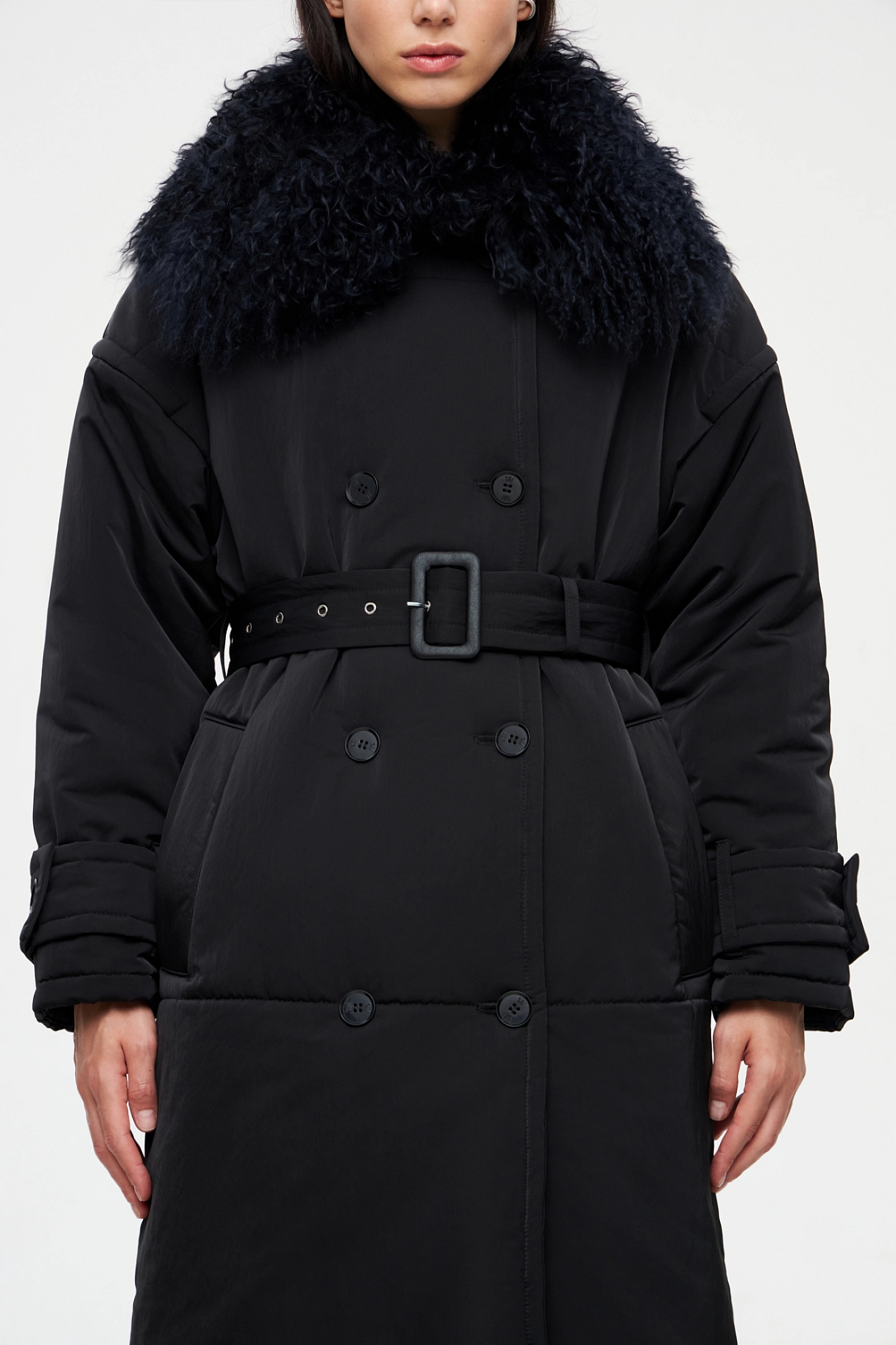 Пуховик стёганый со съёмным воротником