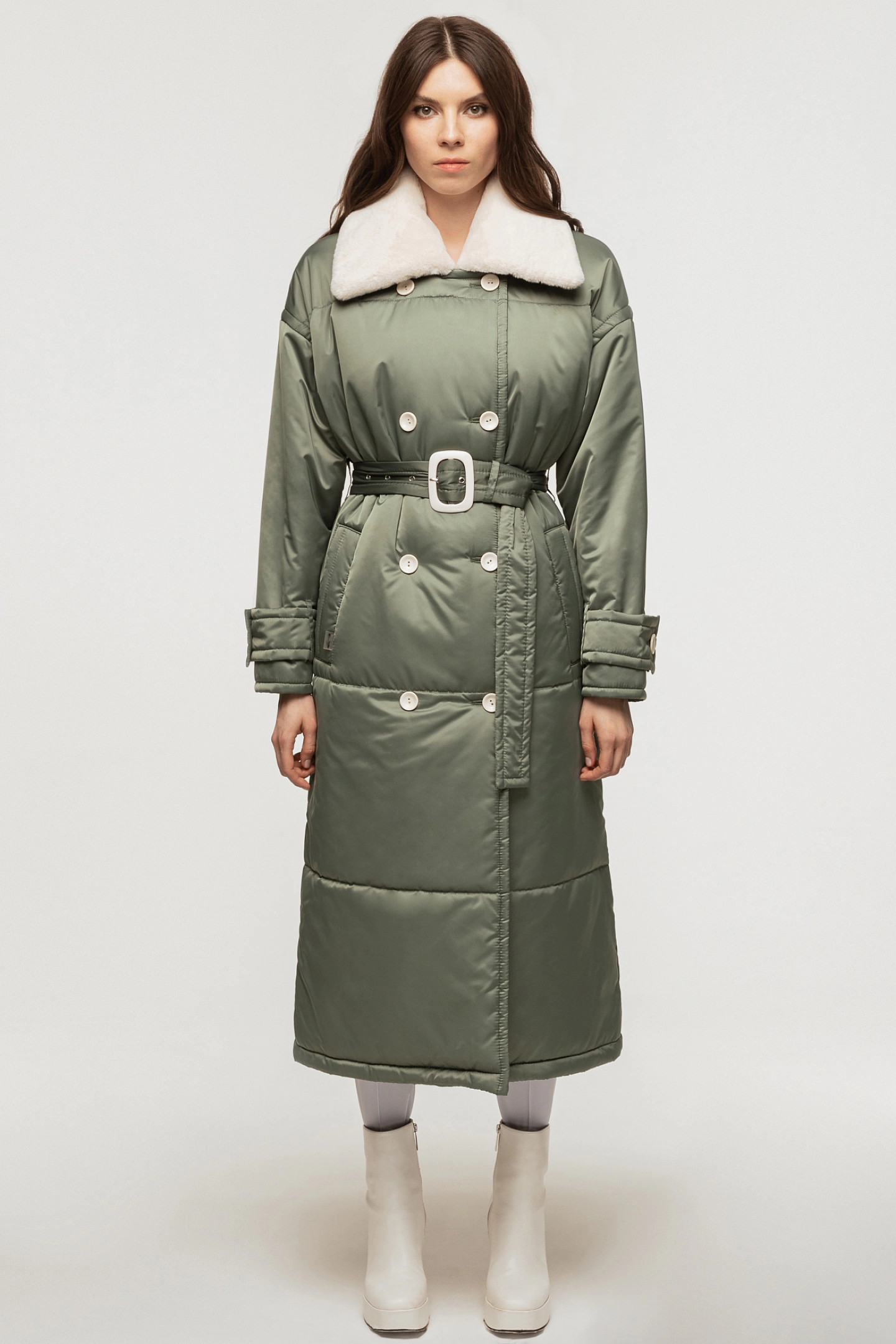 Пуховик стёганый со съёмным воротником