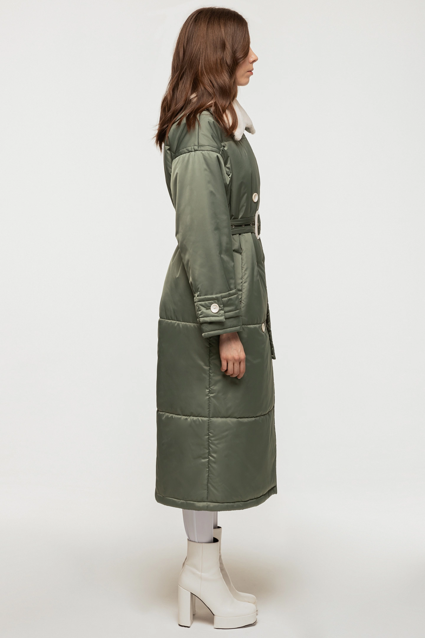 Пуховик стёганый со съёмным воротником