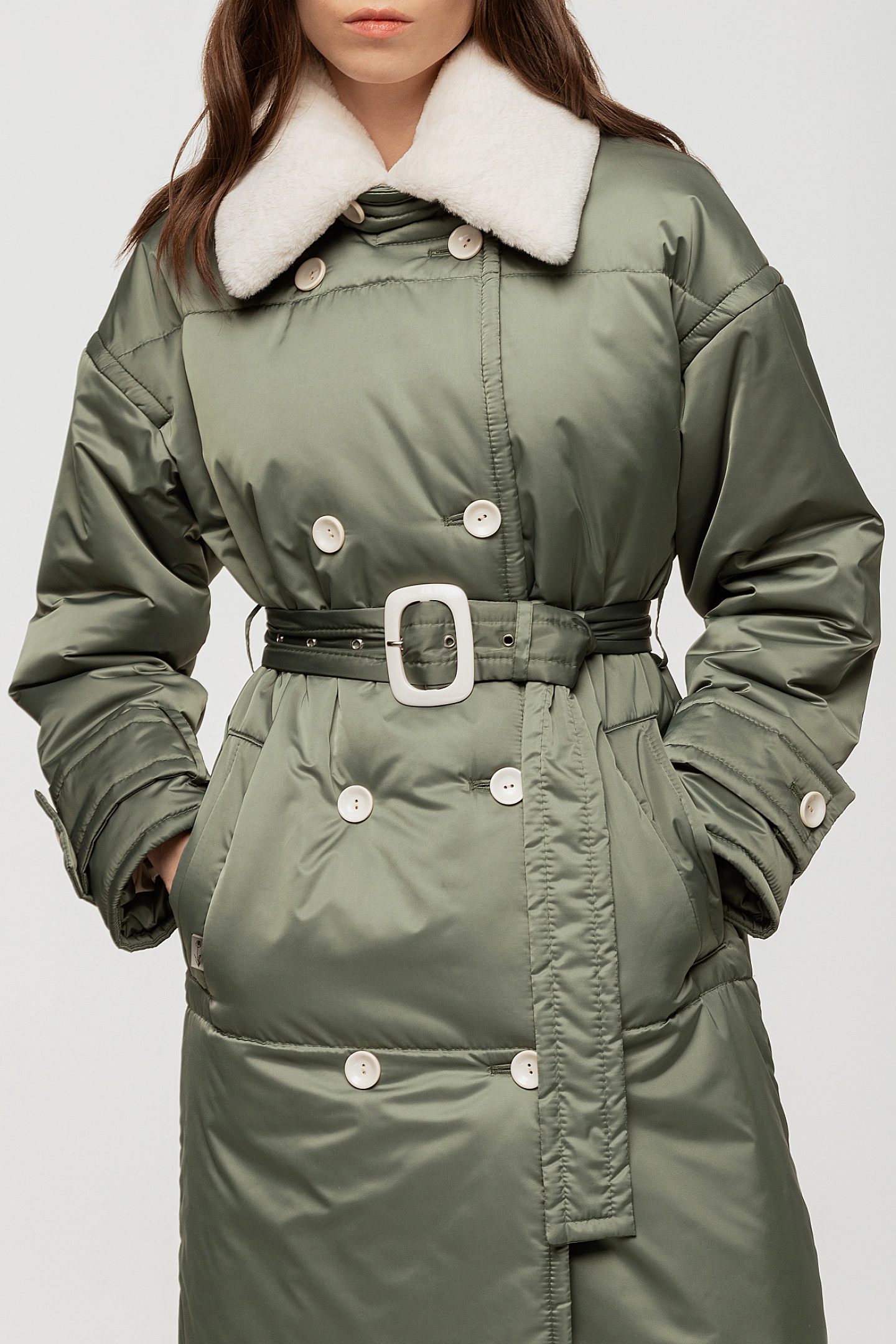 Пуховик стёганый со съёмным воротником