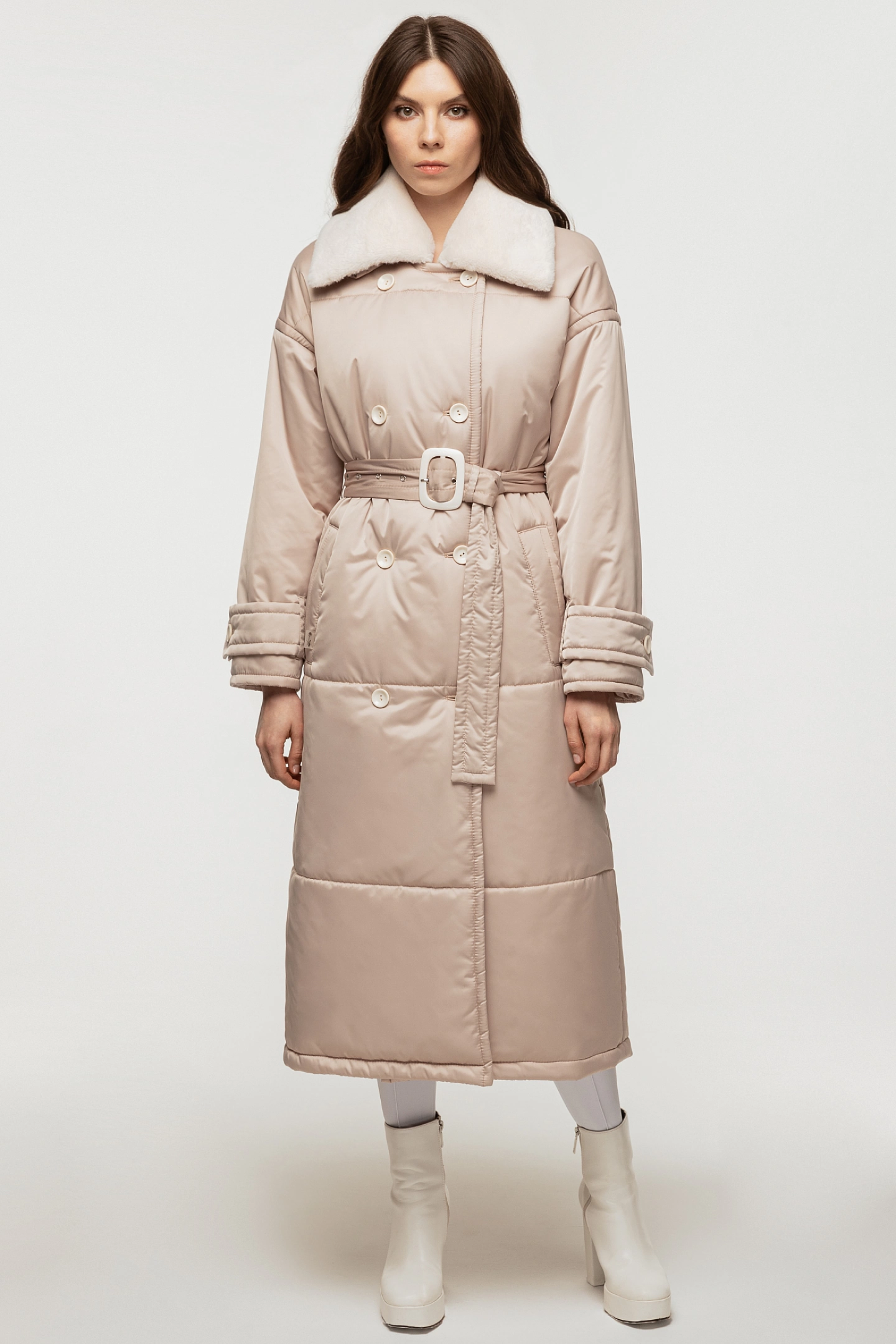 Пуховик стёганый со съёмным воротником