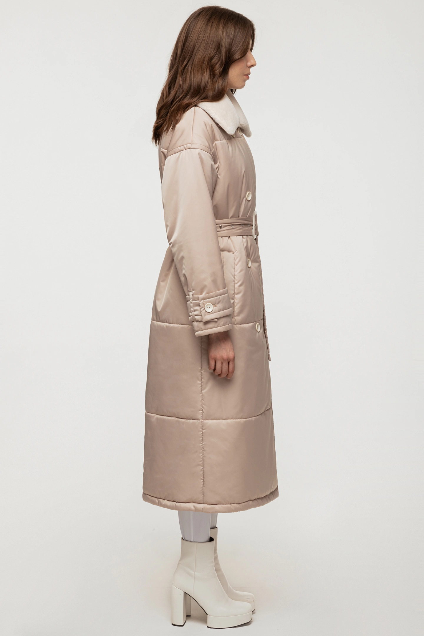 Пуховик стёганый со съёмным воротником