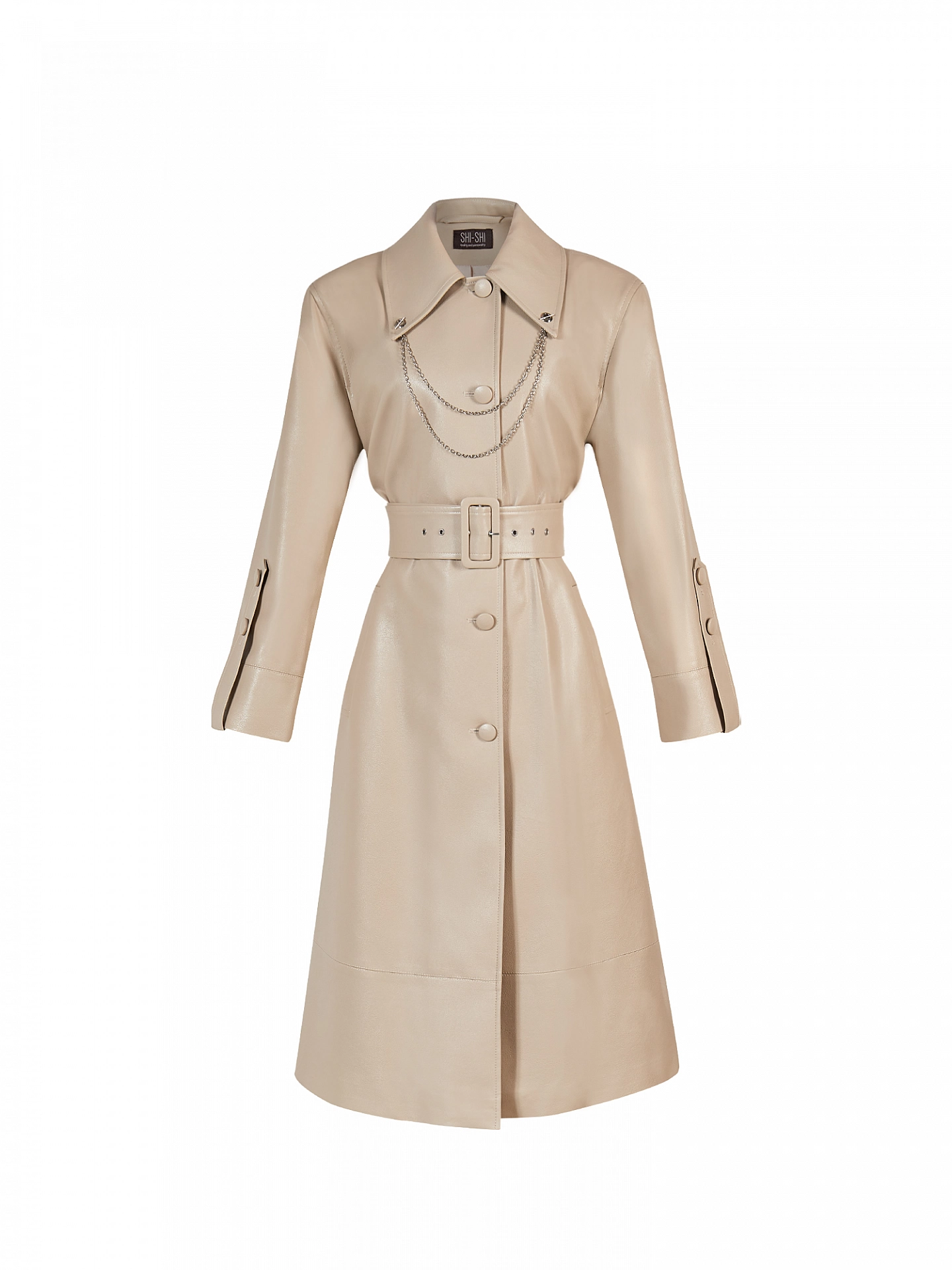 Тренч однобортный с патами на рукавах