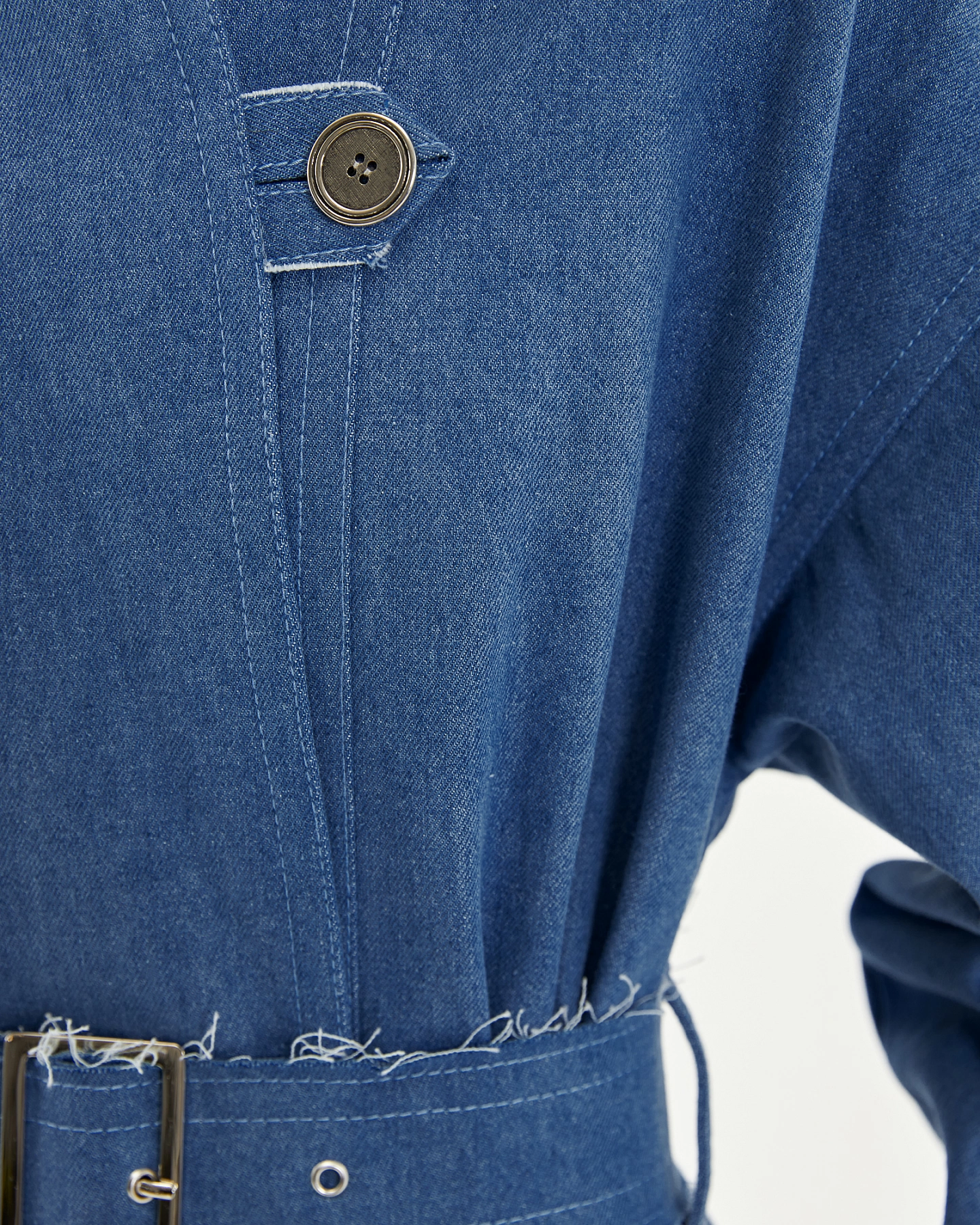 Тренч с воротником шаль из денима