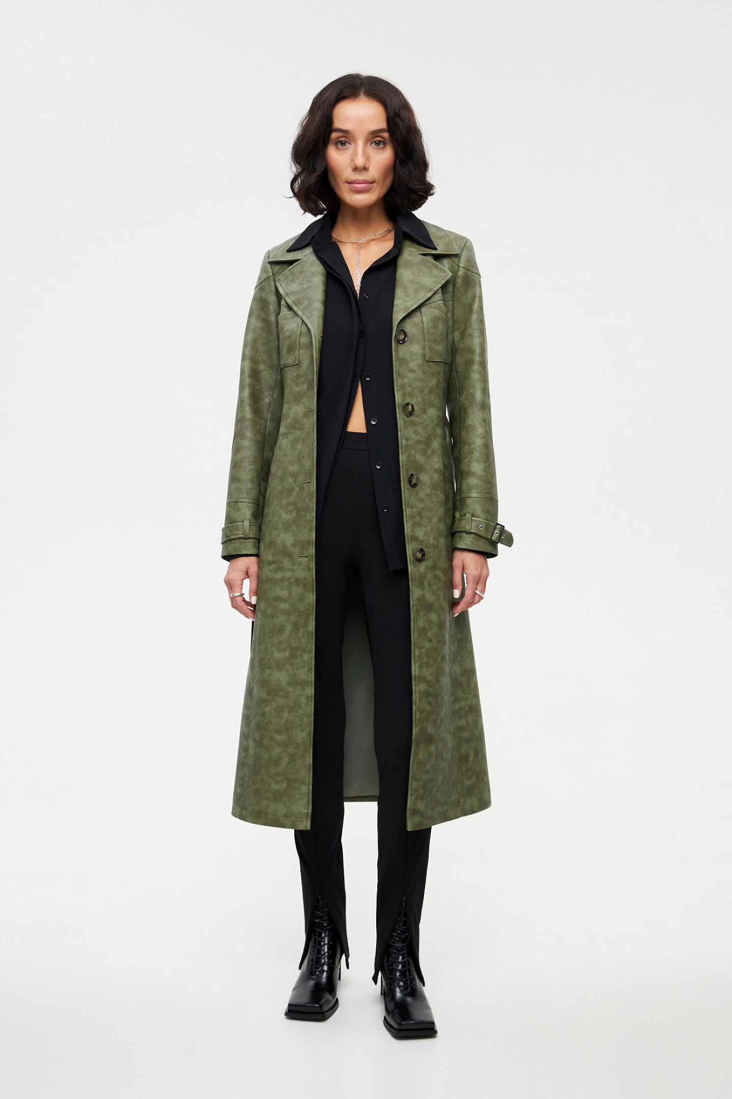 Eco-leather trenchcoat