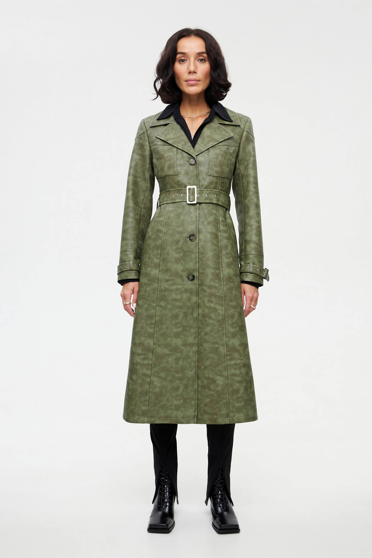 Eco-leather trenchcoat