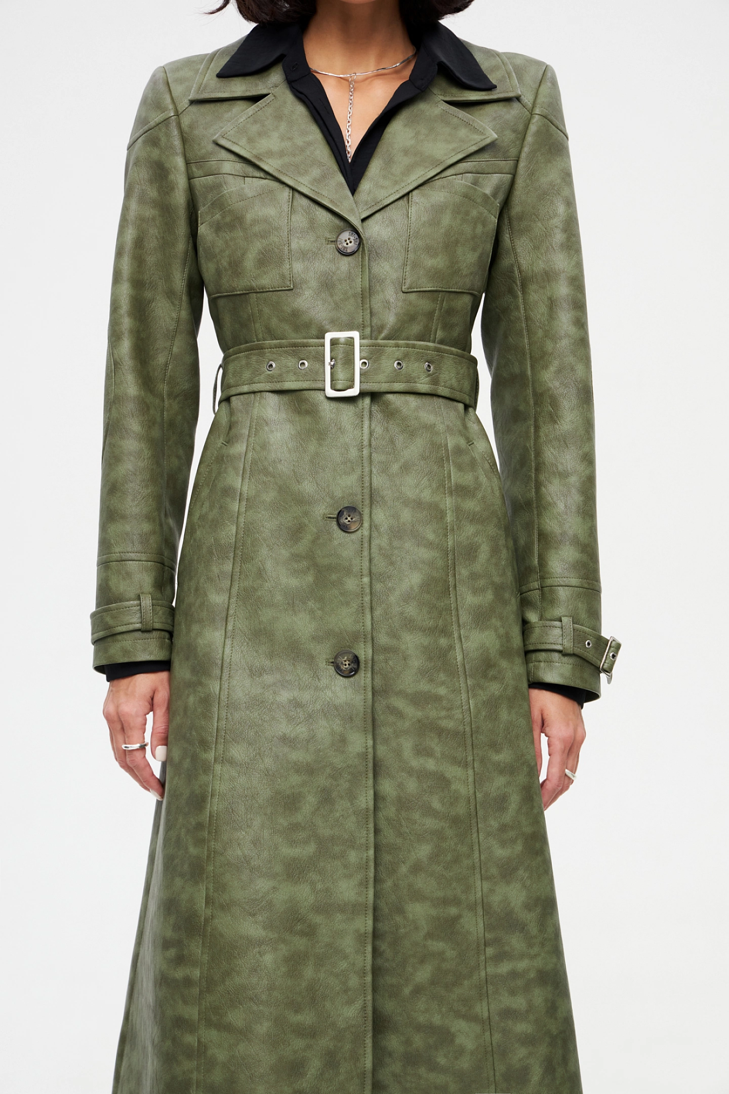 Eco-leather trenchcoat