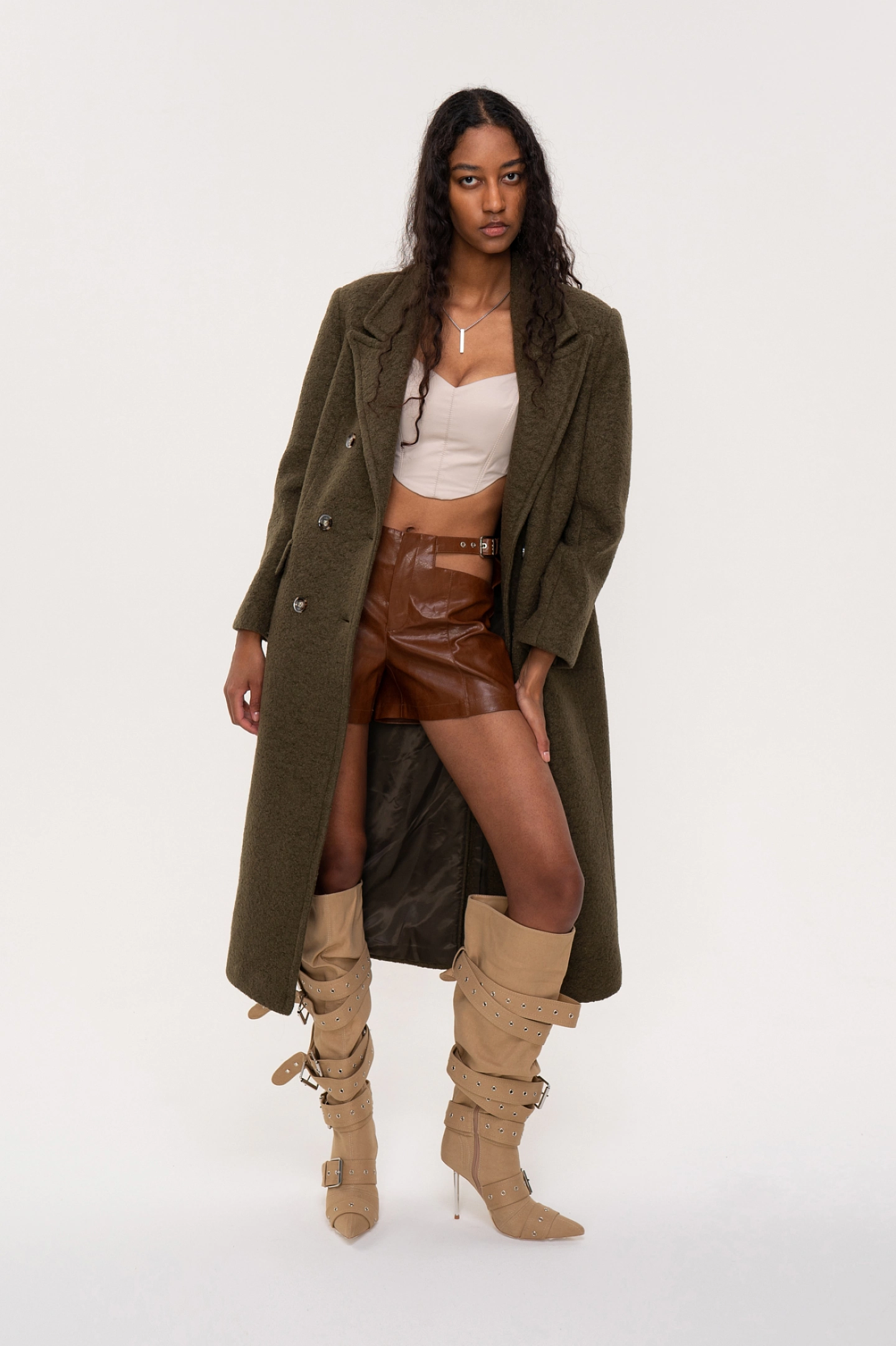 Peacoat coat with peak lapels