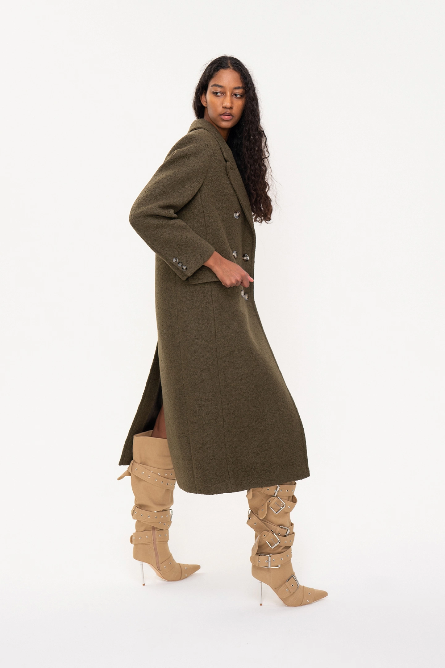 Peacoat coat with peak lapels