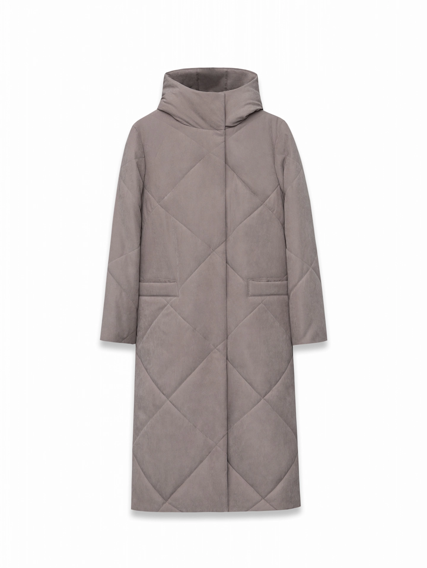 Пальто стёганное прямое с капюшоном
