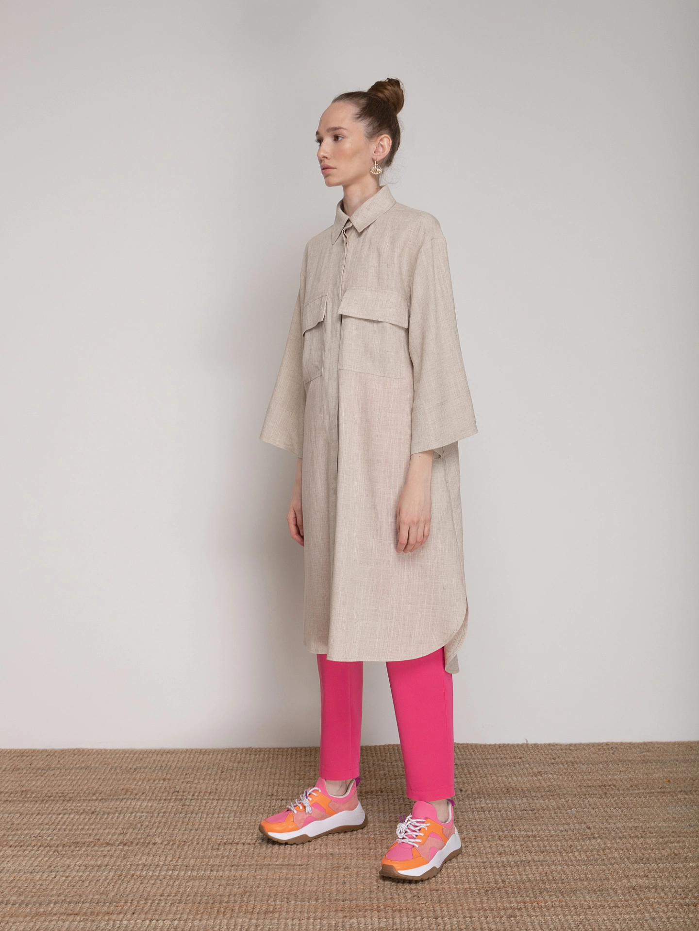 Платье - рубашка с широким рукавом