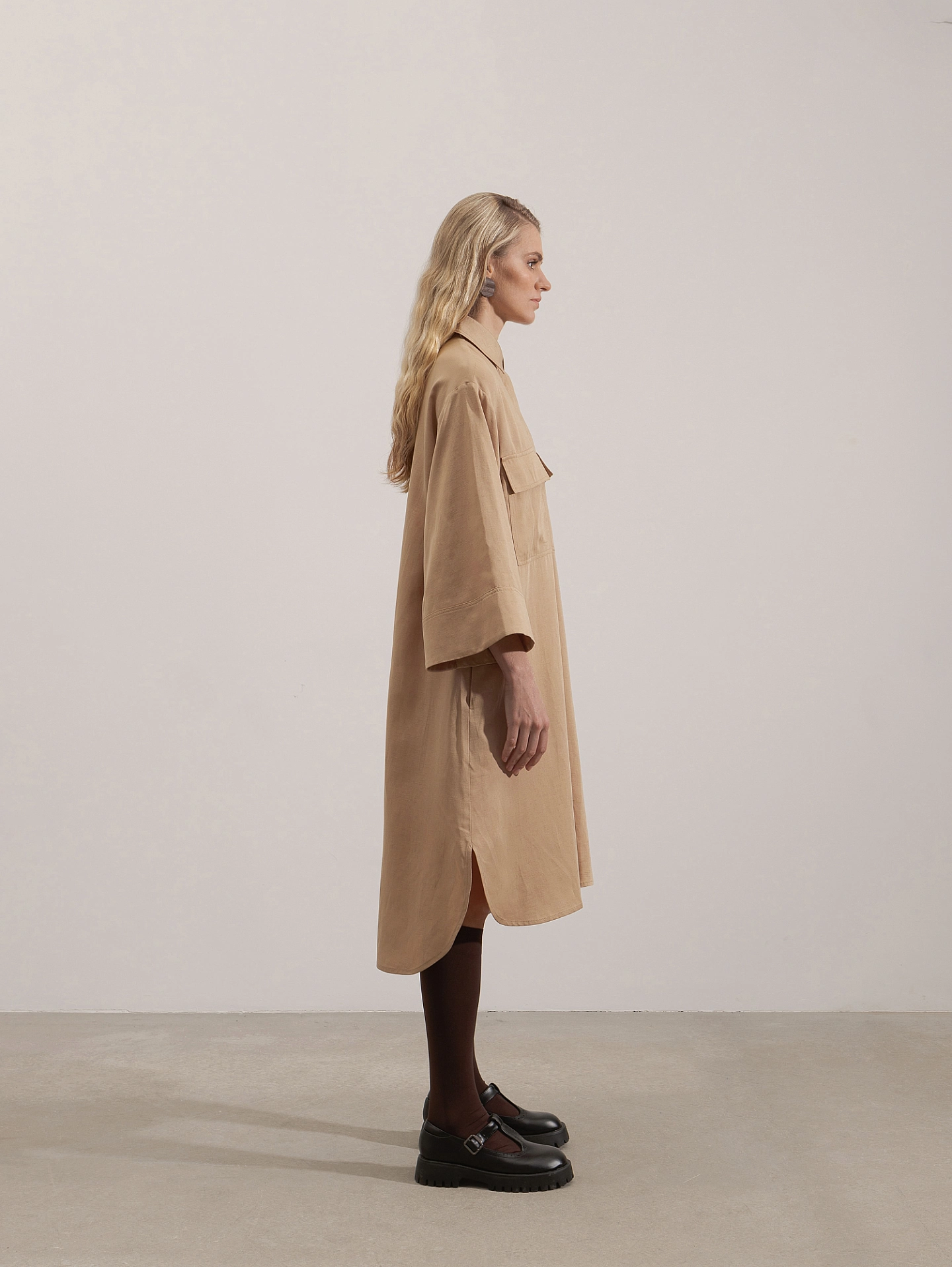 Платье рубашка с широким рукавом и шорты - бермуды