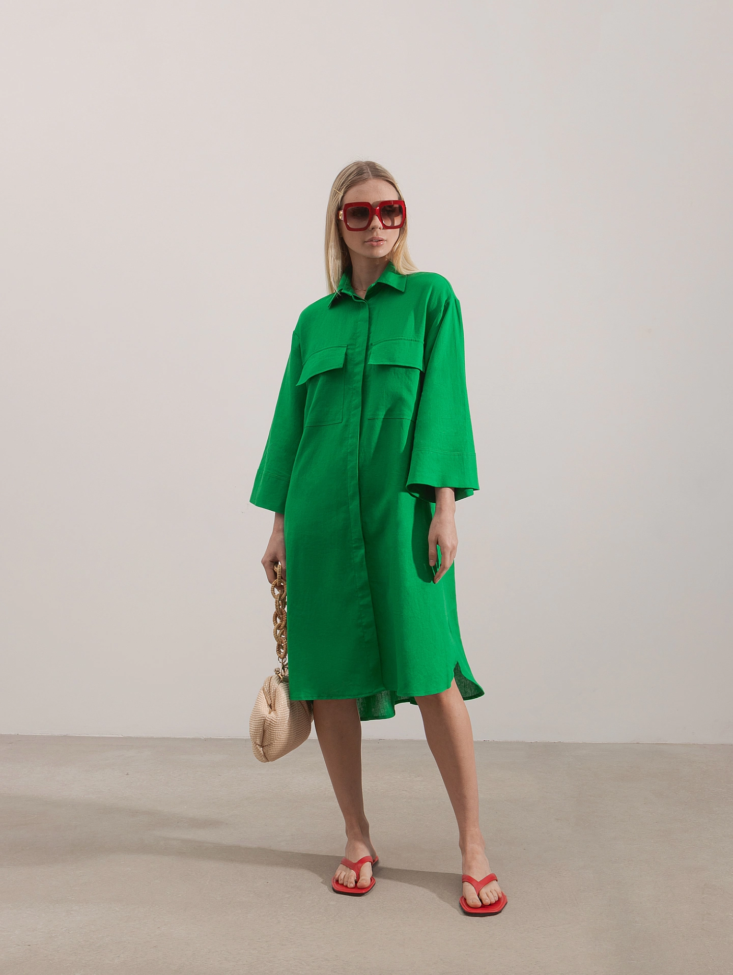 Платье - рубашка с широким рукавом