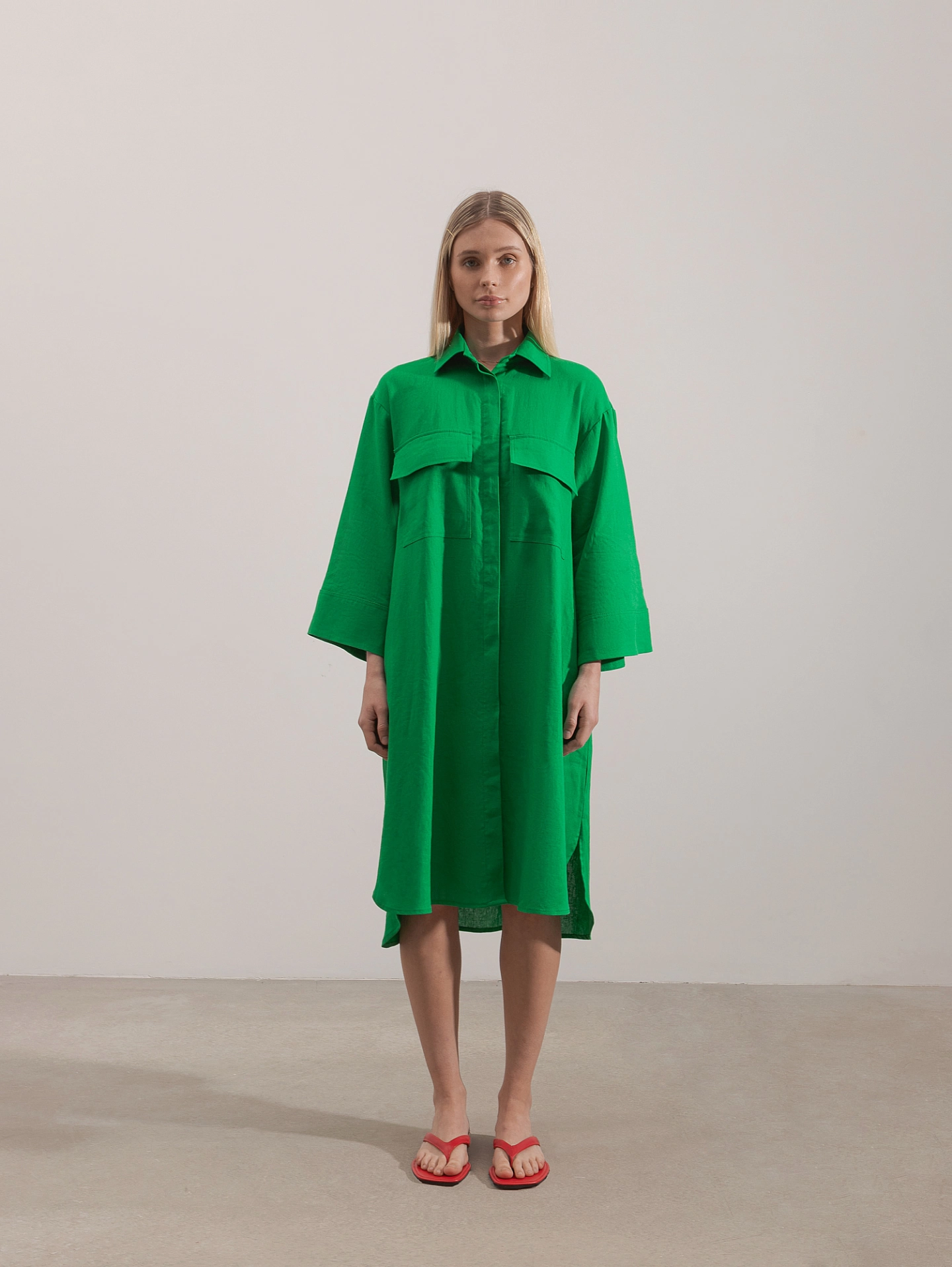 Платье - рубашка с широким рукавом