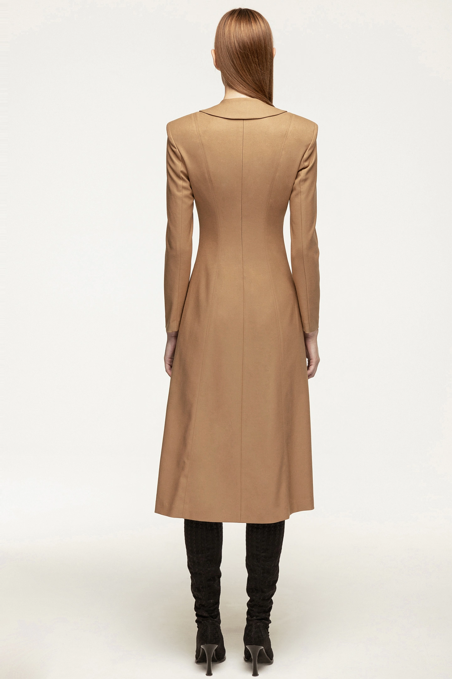 Платье с рельефными швами и съёмным воротником