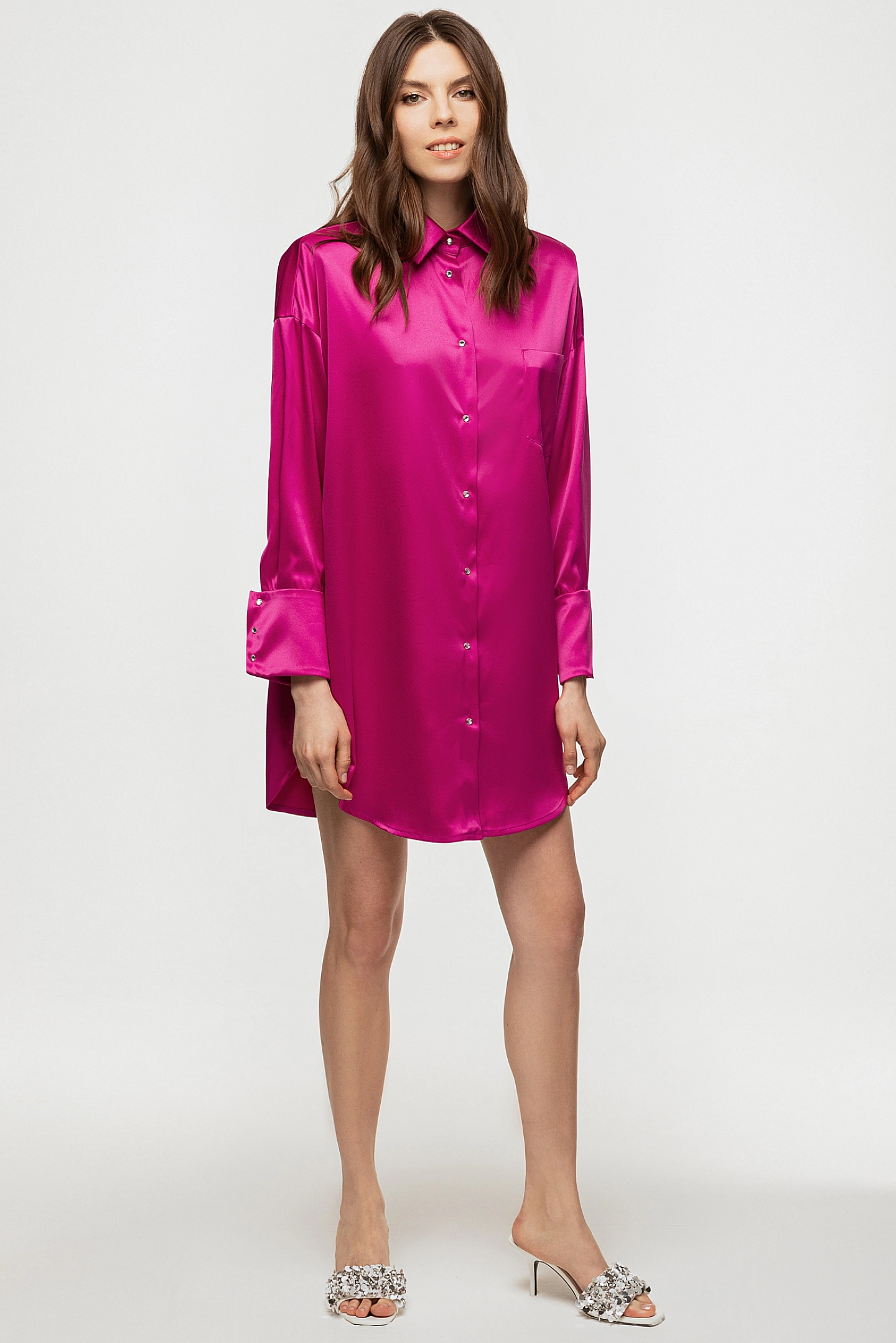 Платье - рубашка атласное