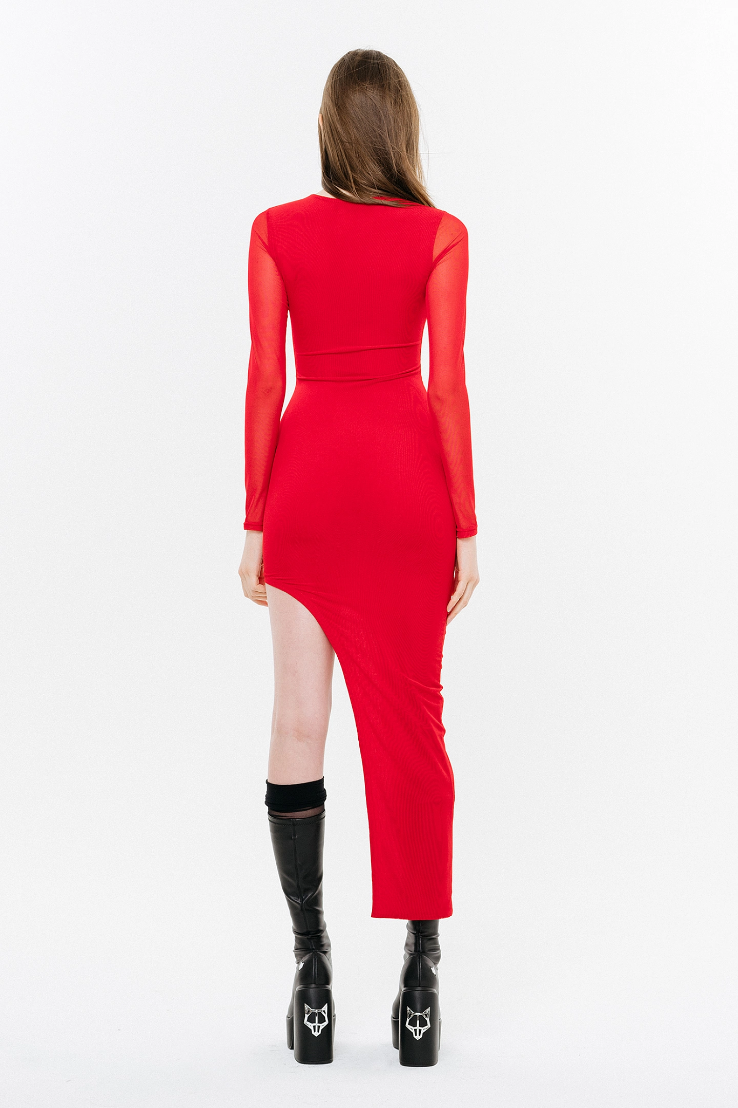 Платье из сетки асимметричное