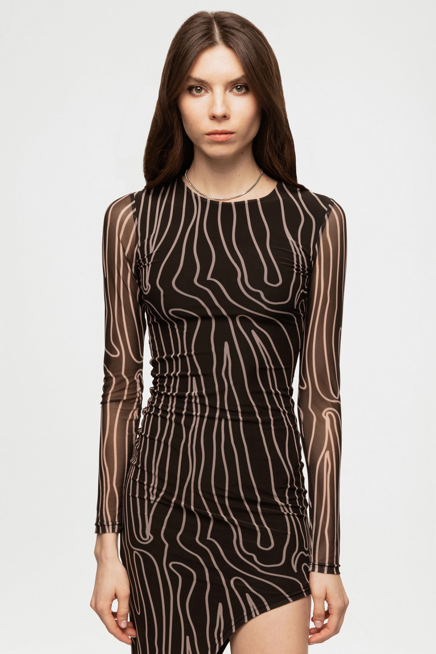 Платье из сетки асимметричное