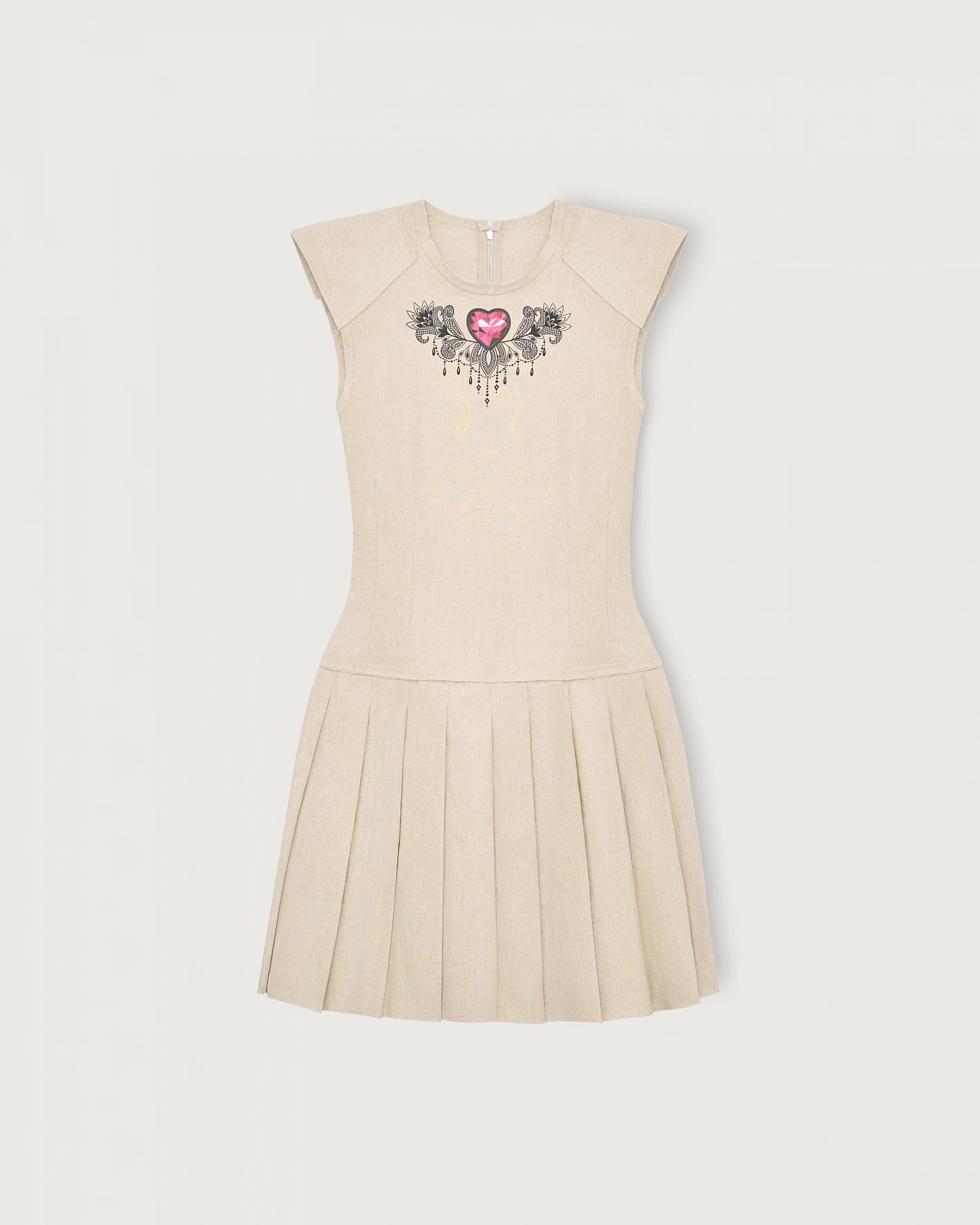 Платье мини из льна с сердцем