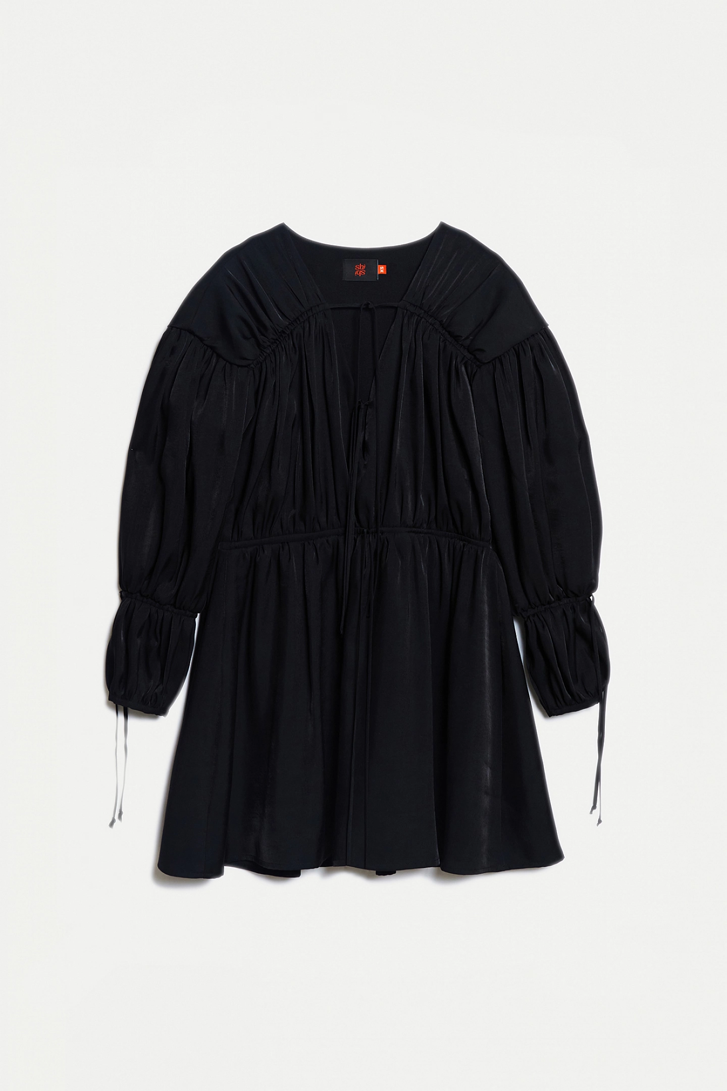 Платье мини со сборкой и завязками