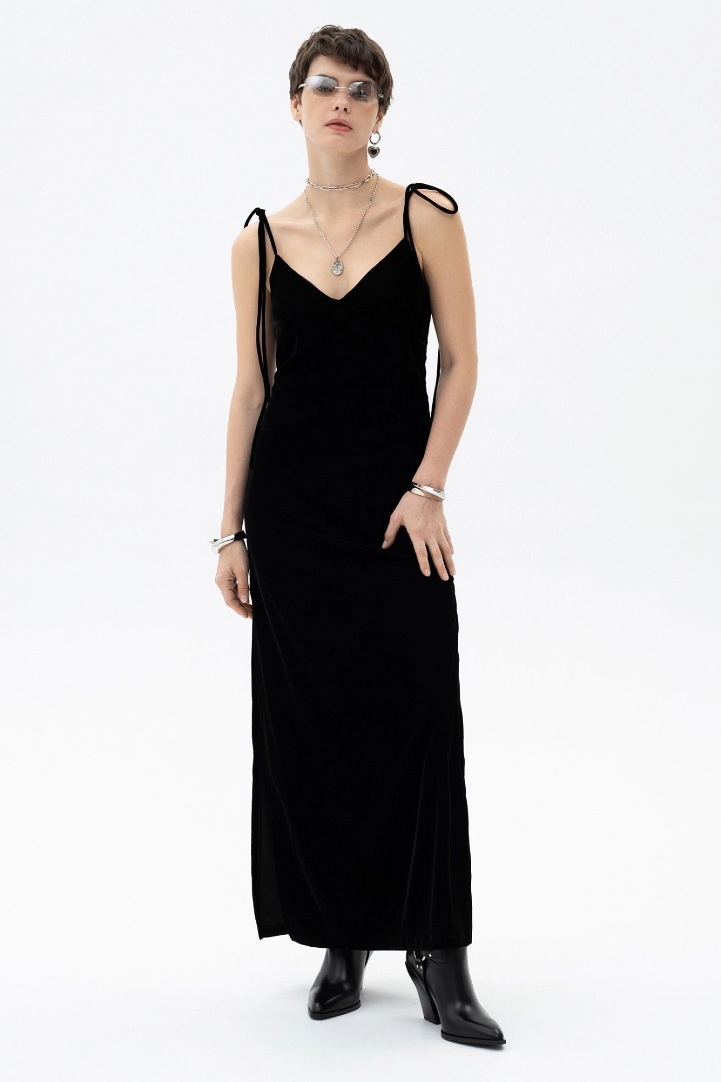 Платье-комбинация из бархата