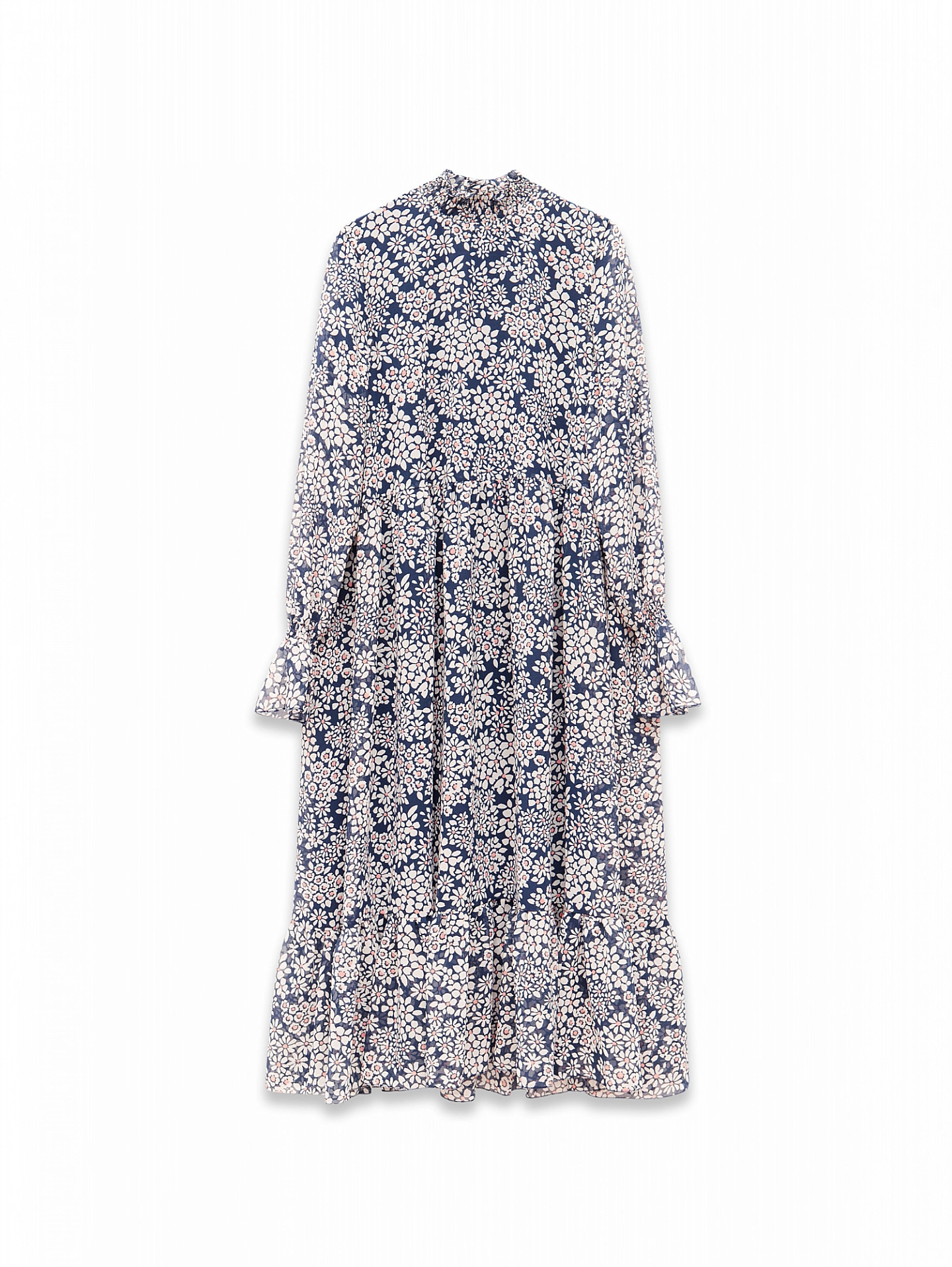 Платье из шифона с воротником стойка