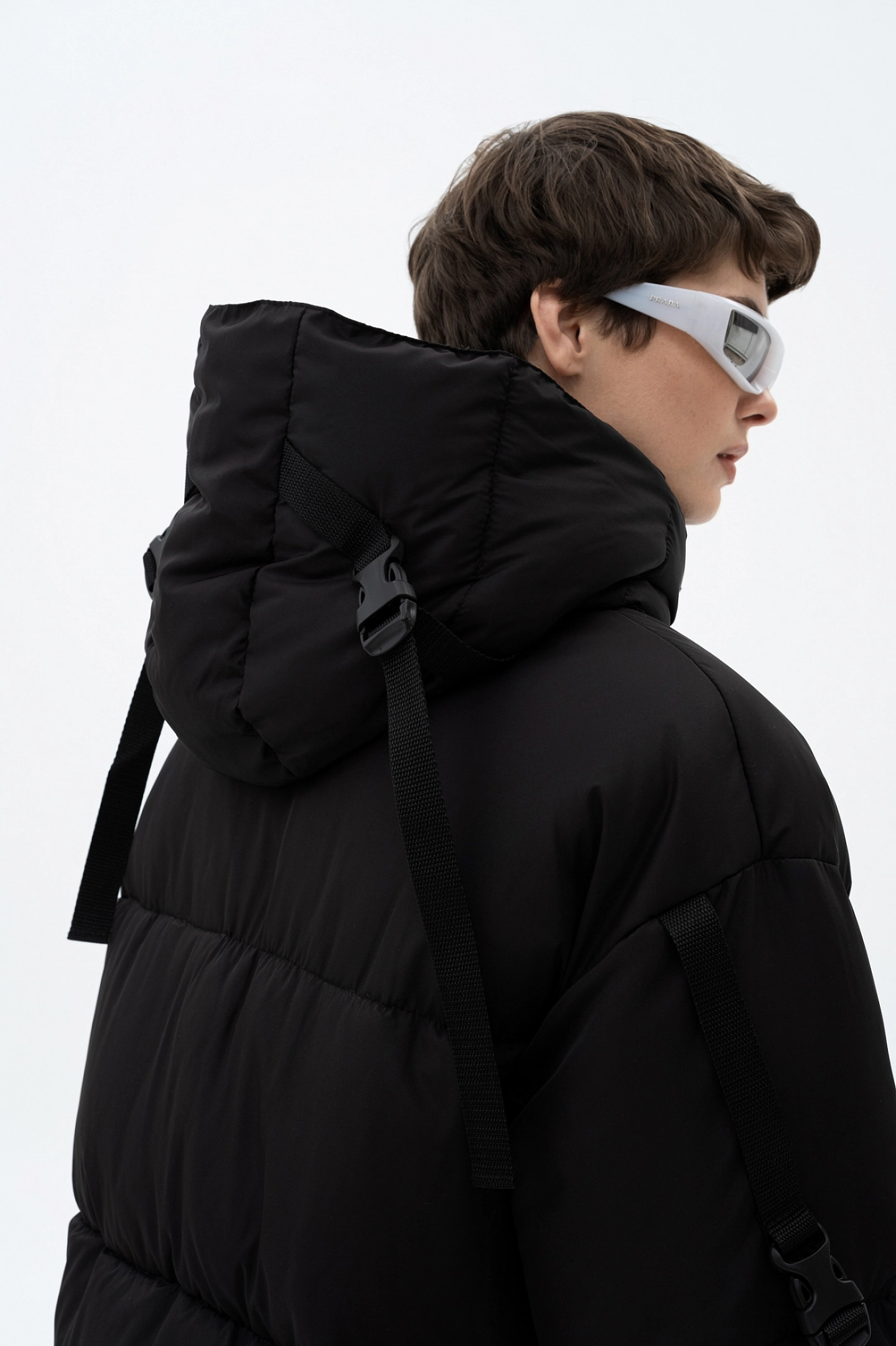 Down jacket with turnip ribbons