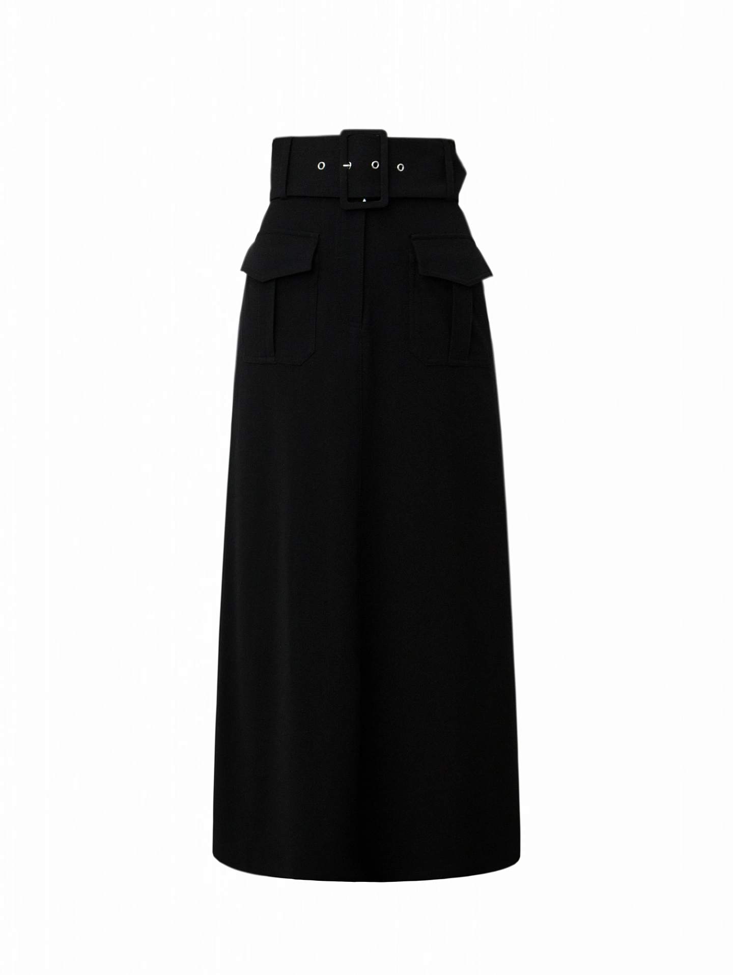 Юбка с накладными карманами и широким поясом