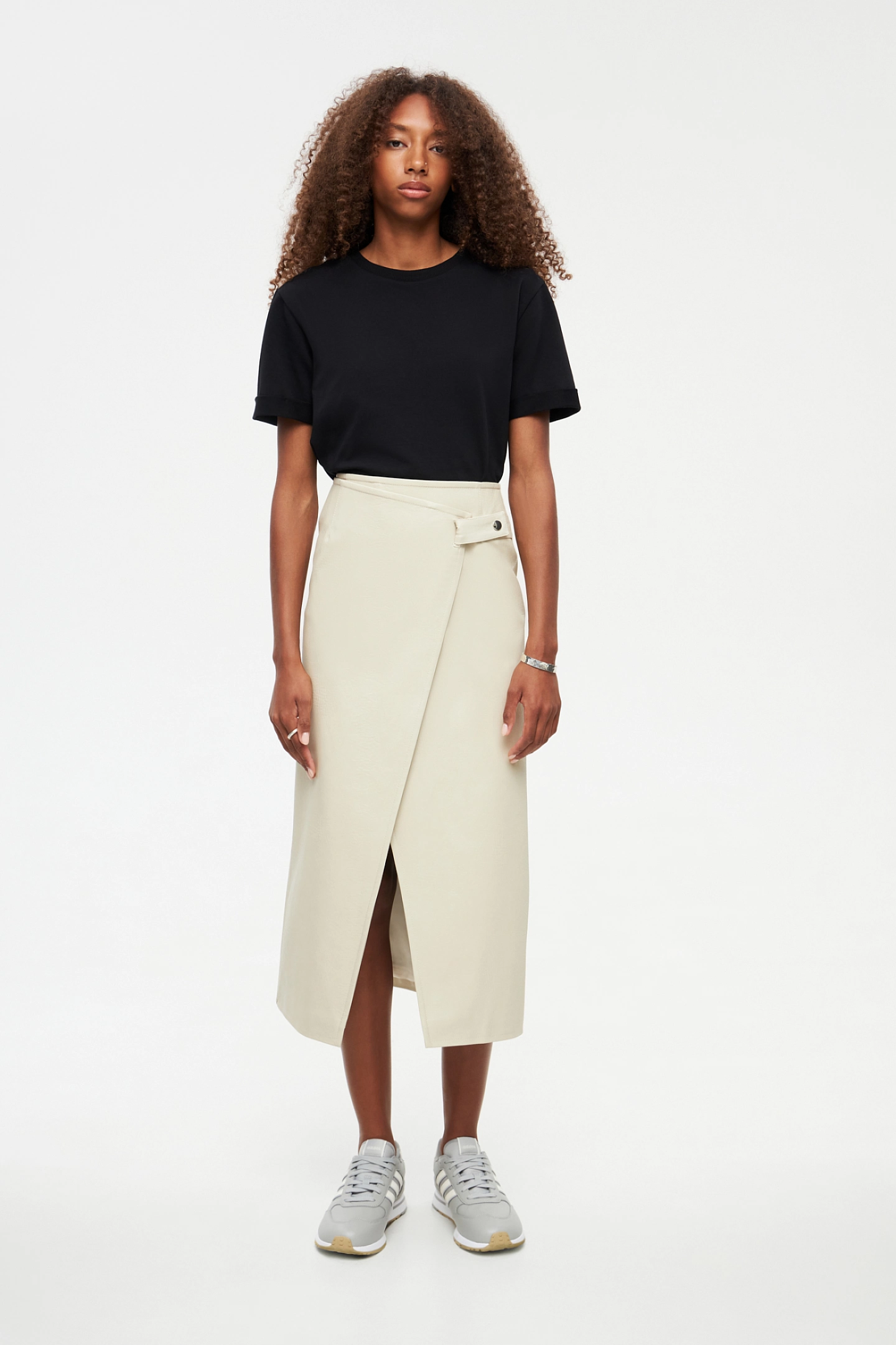 Юбка миди из эко-кожи