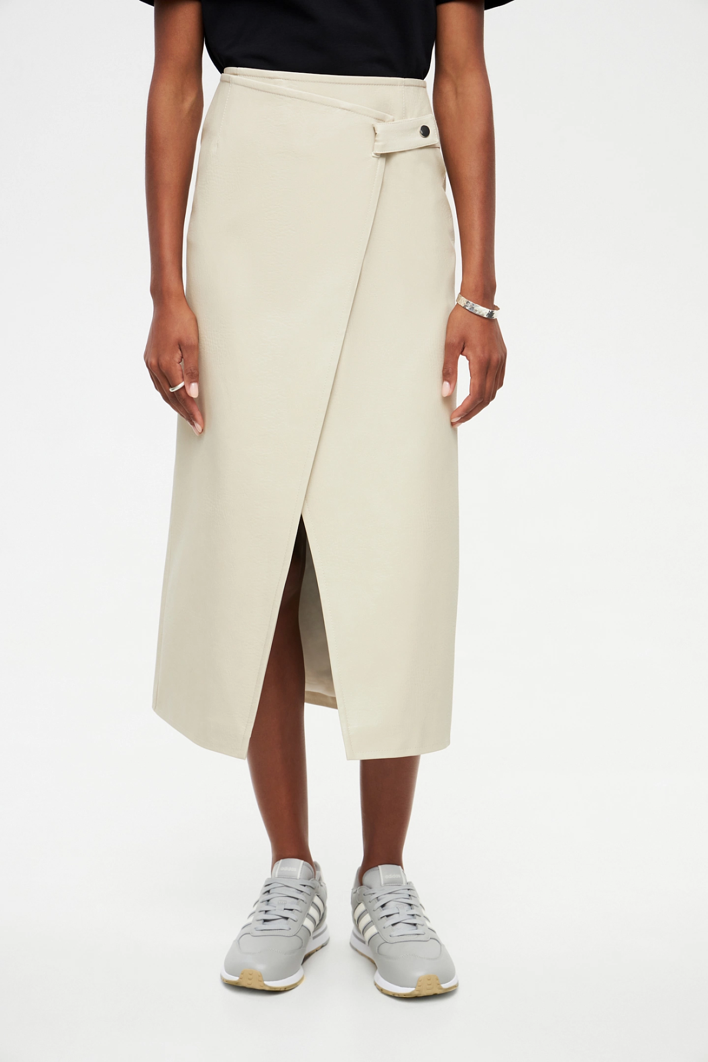 Юбка миди из эко-кожи