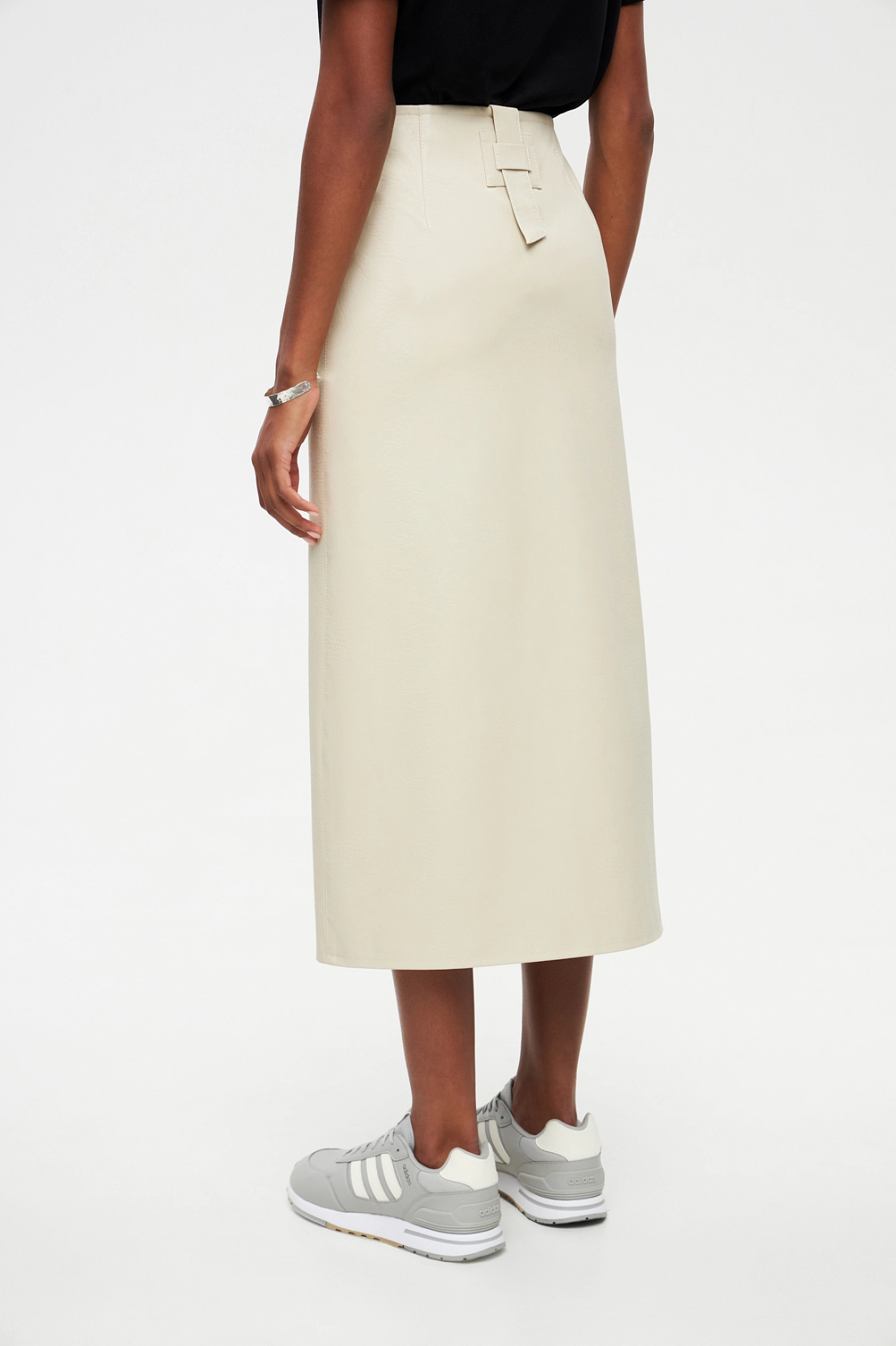 Юбка миди из эко-кожи