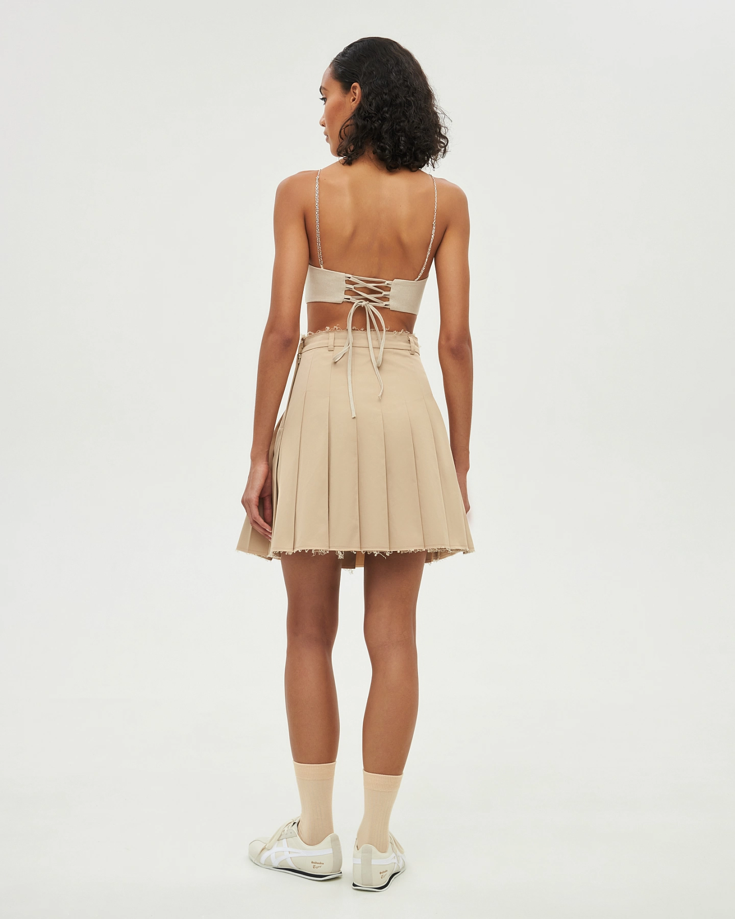 Cotton mini pleated skirt