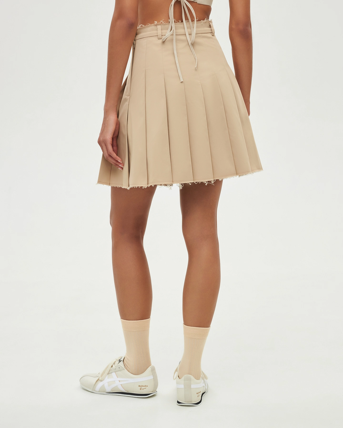 Cotton mini pleated skirt