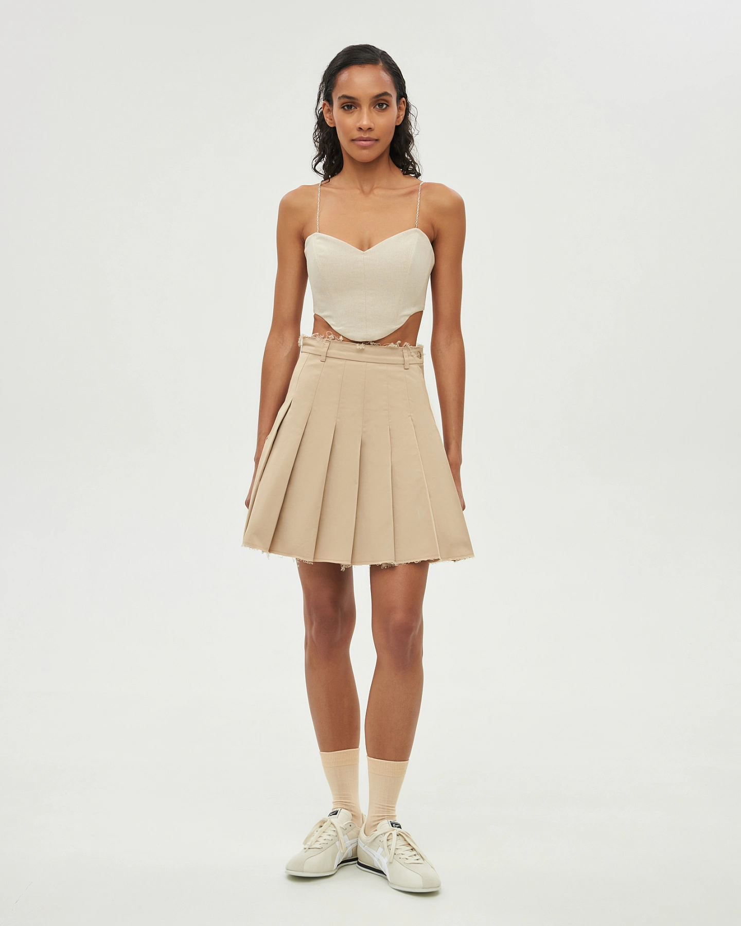 Cotton mini pleated skirt