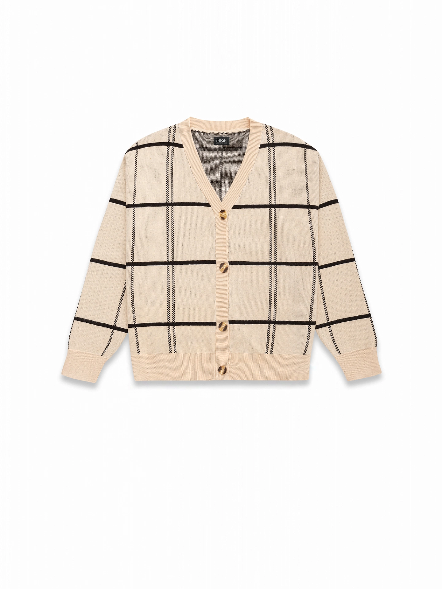 Кардиган вязаный на пуговицах в клетку