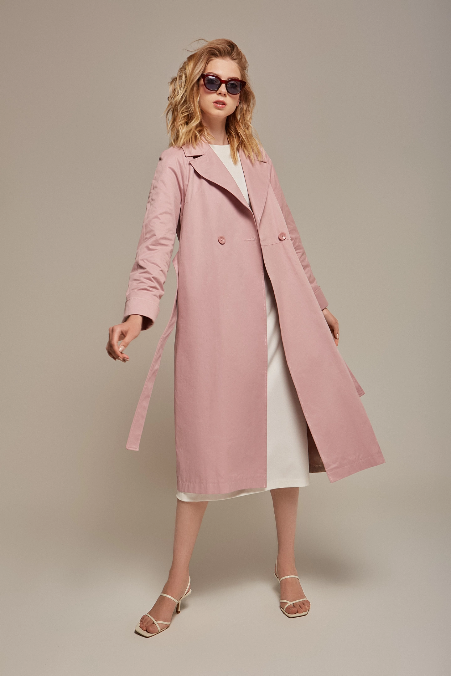 Тренч реглан с юбкой плиссе